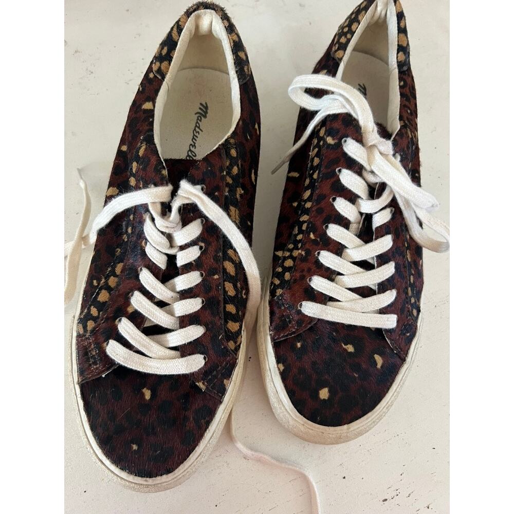 Madewell Leopard Print Calf Hair Lace-Up Sneakers Women’s 8.5